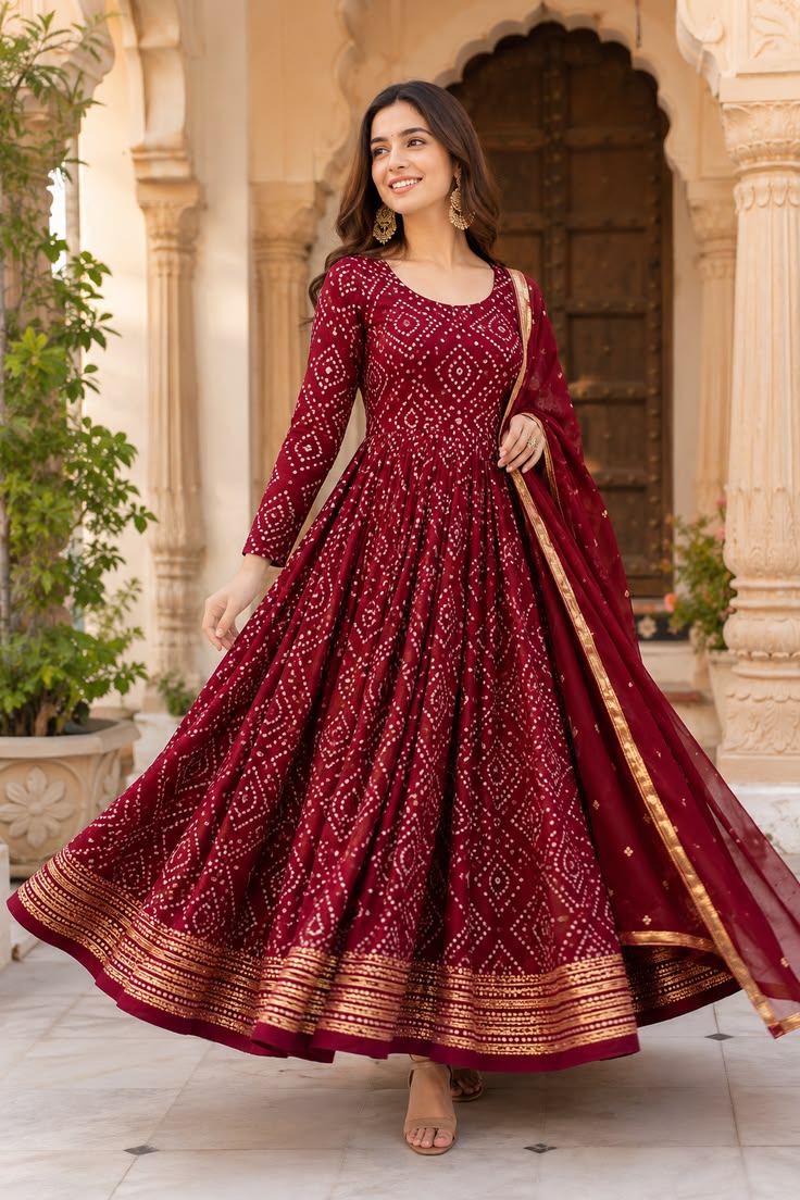 Jaipuri Bandhej Anarkali